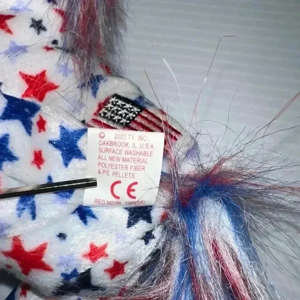 Ty Beanie Baby Lefty 2004 Horse Plush Toy Red White Blue Election PE Pellets
